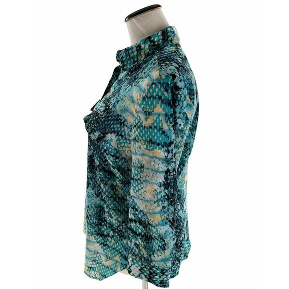 White Stag Womens Front Pockets Button Up 3/4 Sleeves Career Blouse Size Medium - Picture 2 of 4
